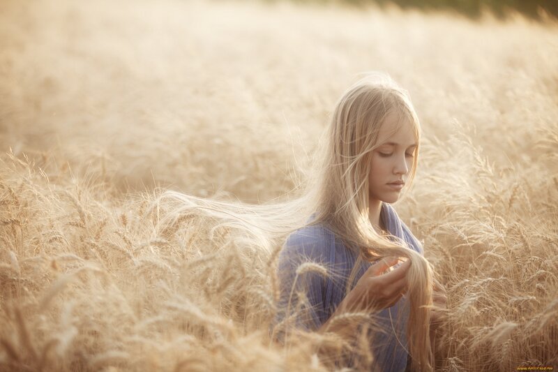 woman in a wheat field