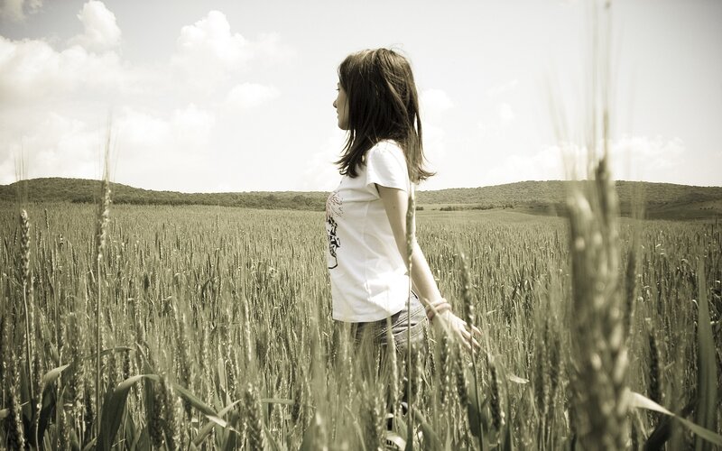 woman in a wheat field