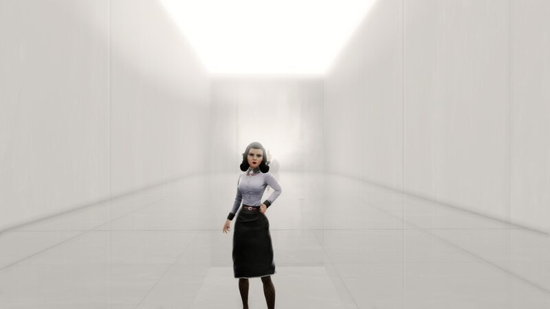 Woman in a White Corridor