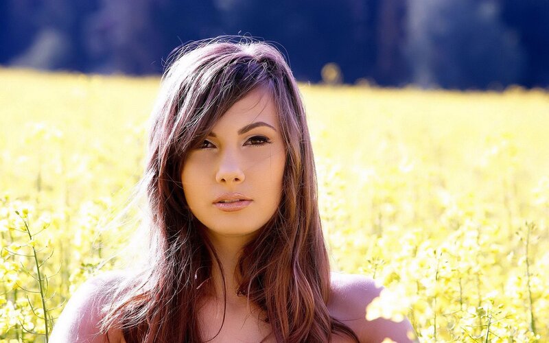 woman in a yellow field