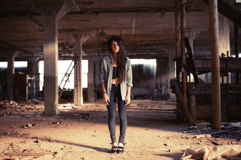 woman in abandoned building