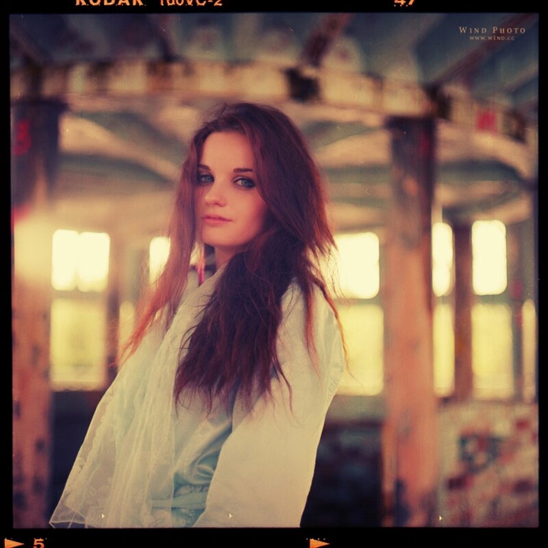 woman in abandoned building