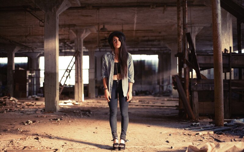 woman in abandoned building