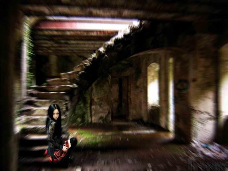woman in abandoned building