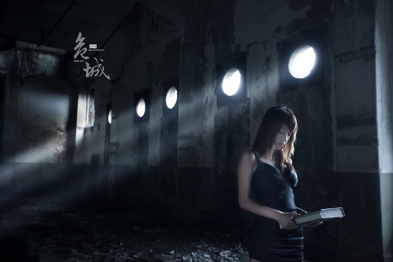 woman in abandoned building