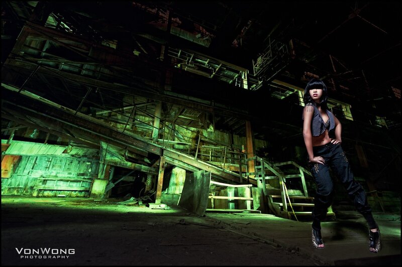 woman in abandoned factory