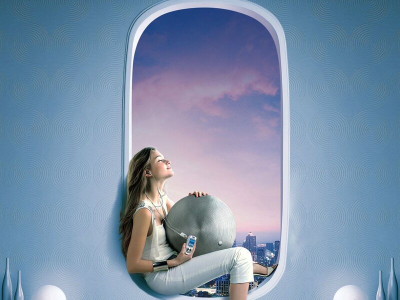 Woman in Airplane Window