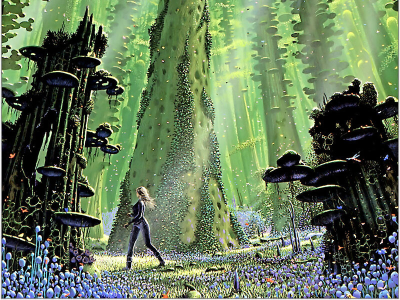 woman in alien forest