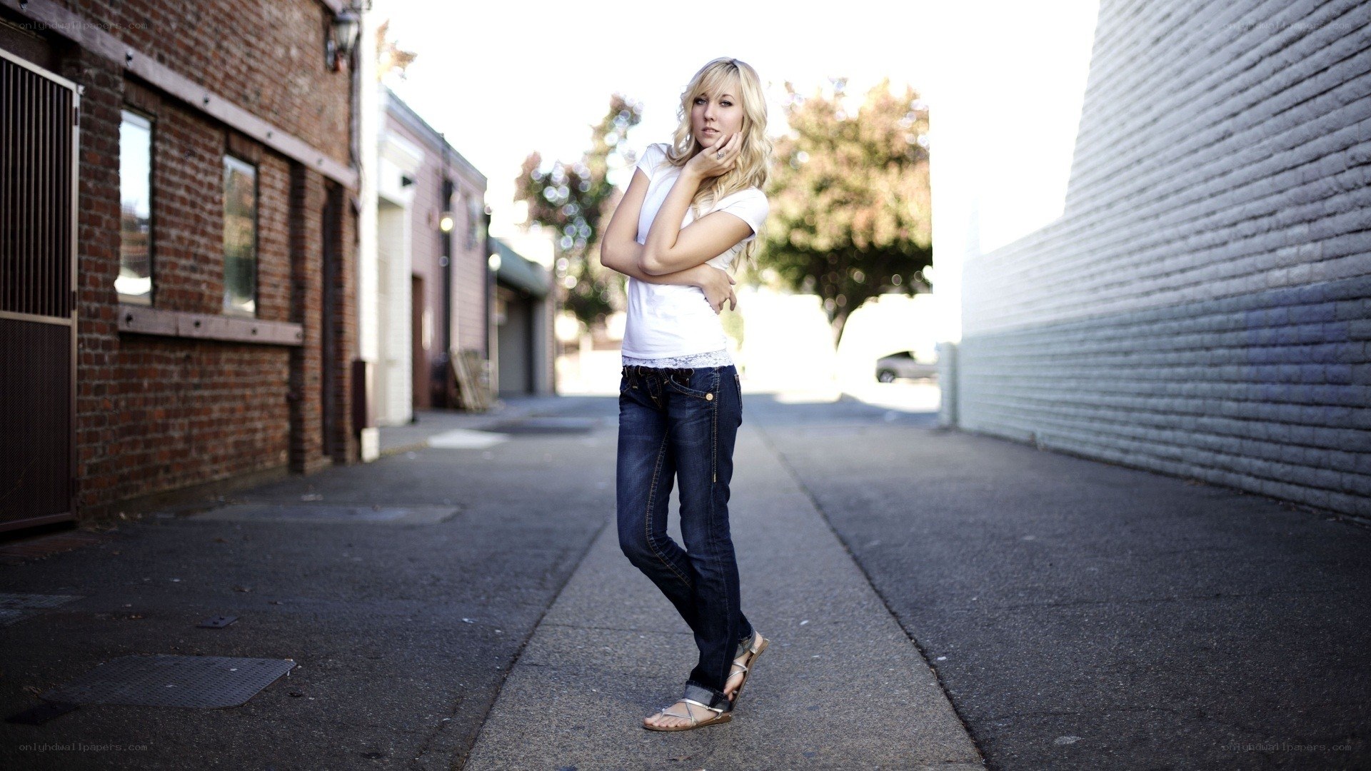 woman in alleyway
