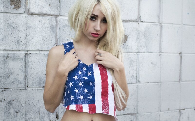 Woman in American flag top