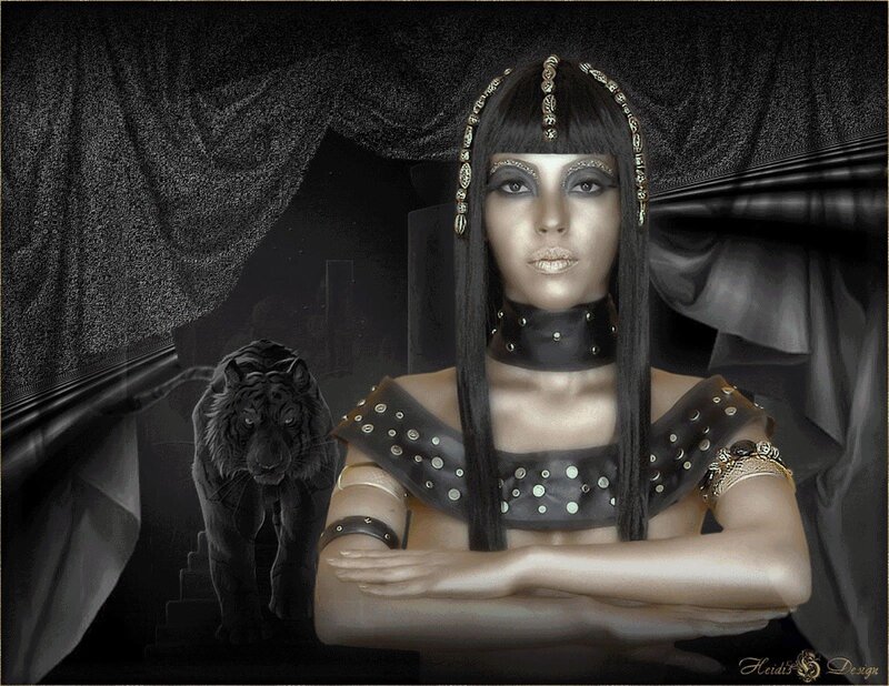Woman in Ancient Egyptian Attire — Black, Dramatic