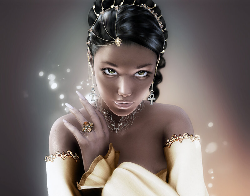 Woman in Ancient Egyptian Attire — Brown, Dramatic