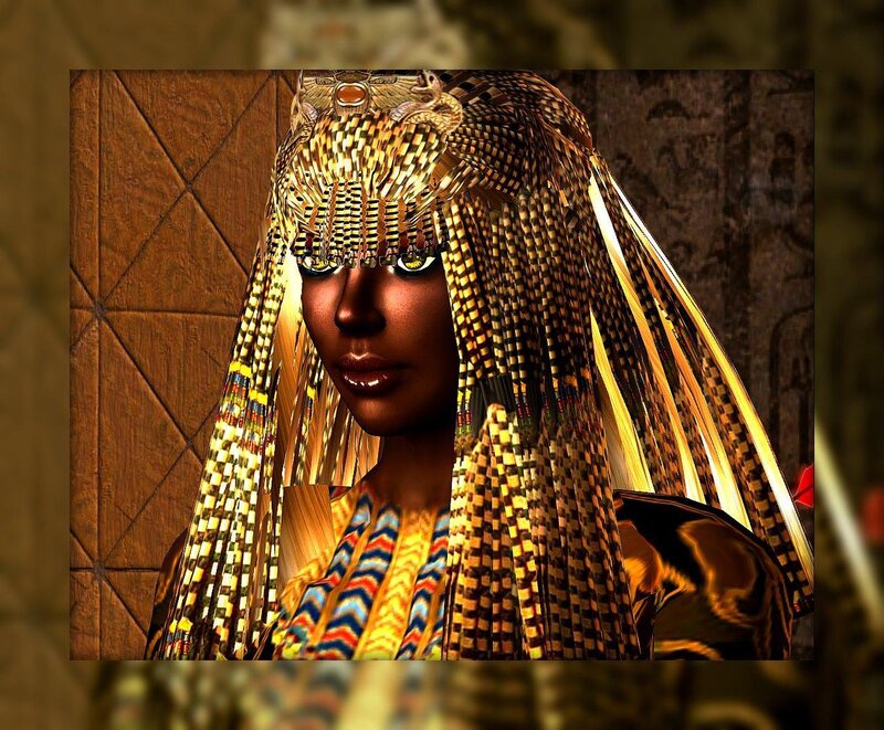 Woman in Ancient Egyptian Headdress — Gold