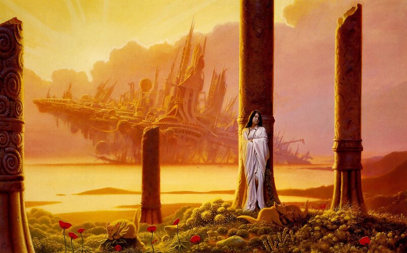 woman in ancient ruins
