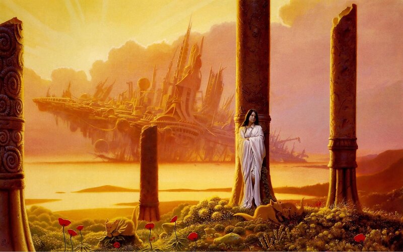 woman in ancient ruins