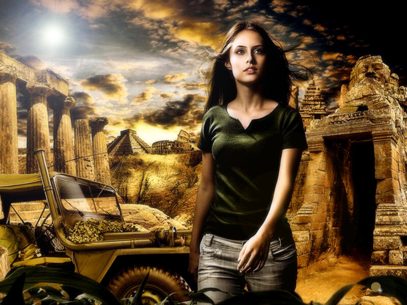 Woman in Ancient Ruins — Brown