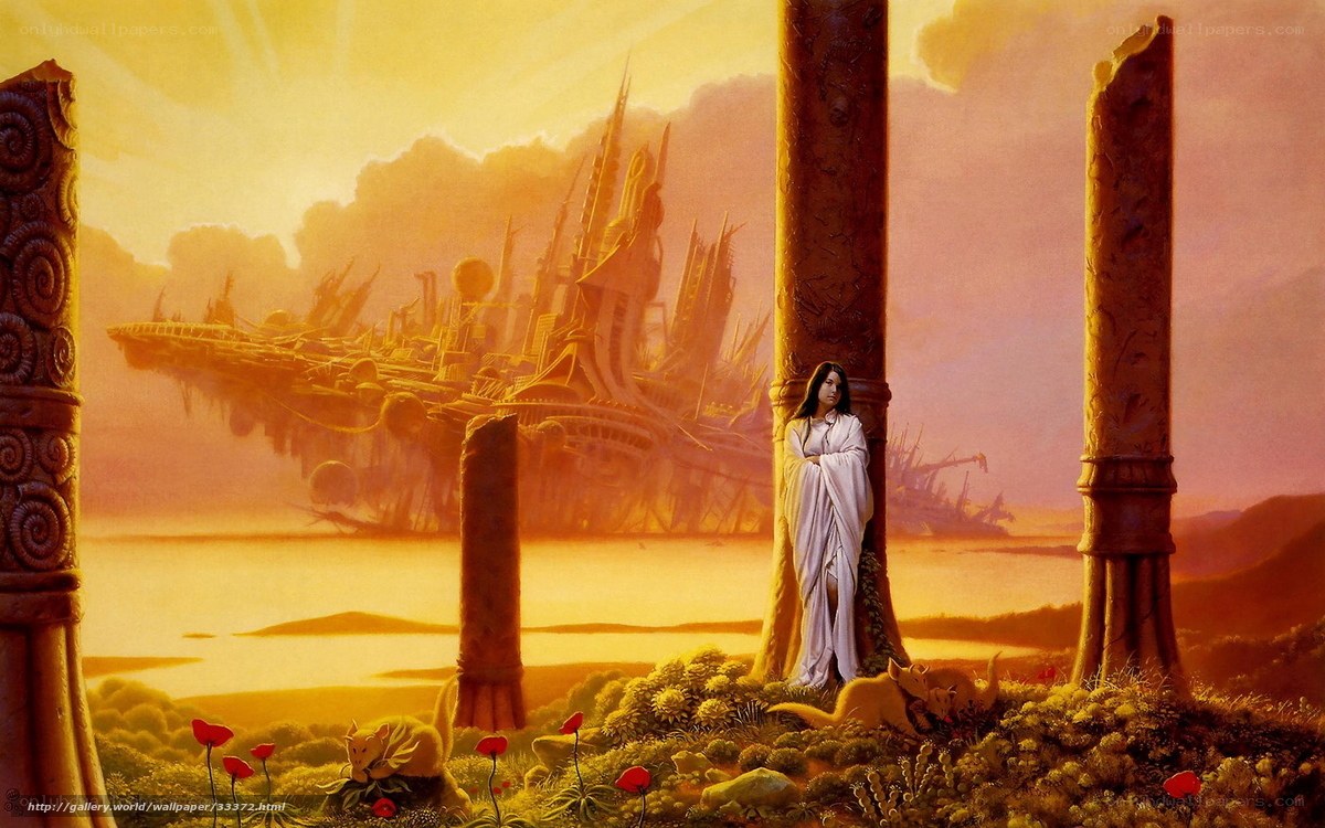 woman in ancient ruins