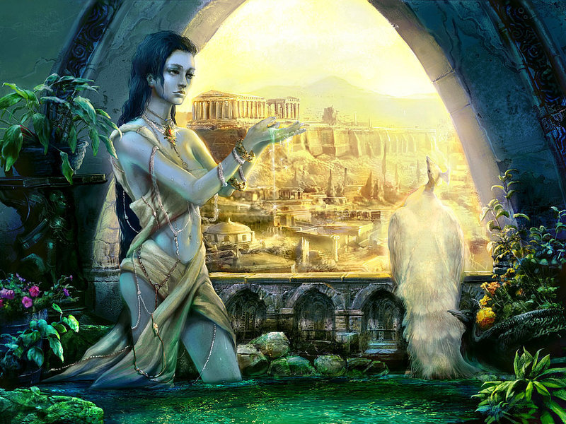 woman in ancient temple