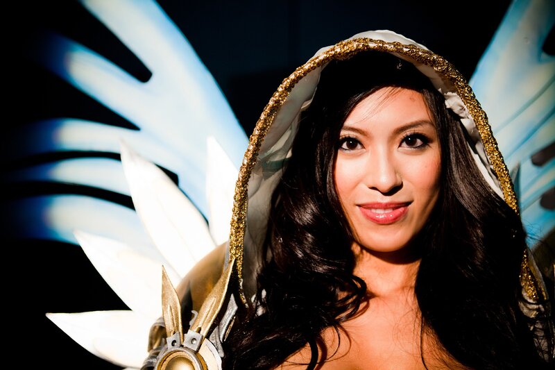 woman in angel costume