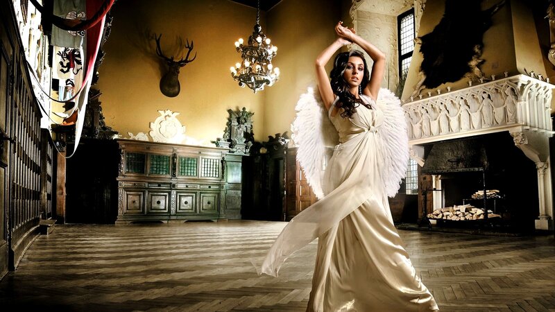 woman in angel costume