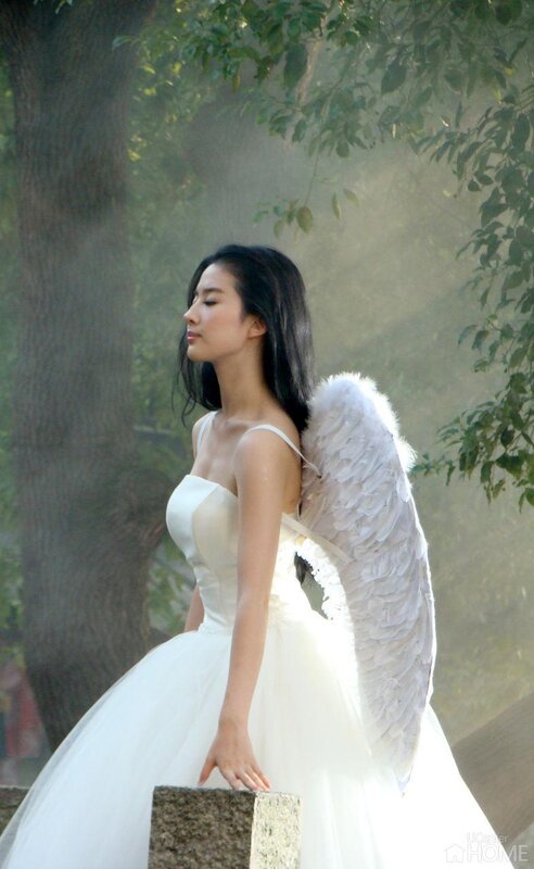 woman in angel costume