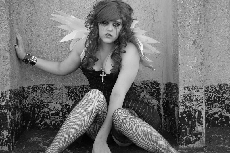 Woman in Angel Costume — Black, Dramatic