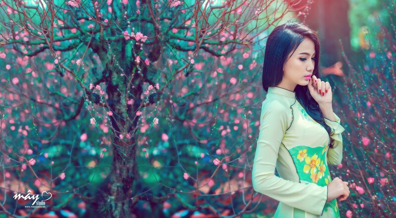 Woman in Ao Dai — Green