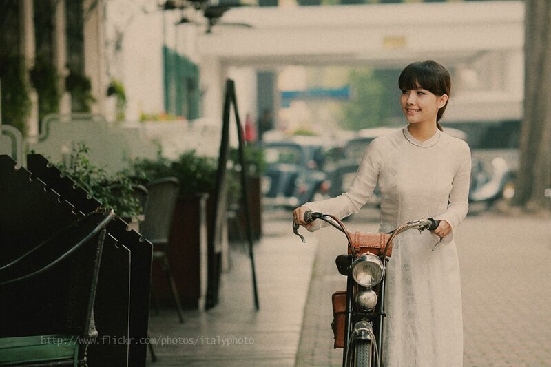 Woman in Ao Dai with Bicycle