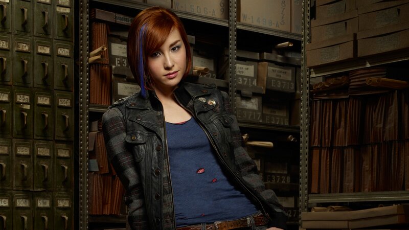Woman in archive room