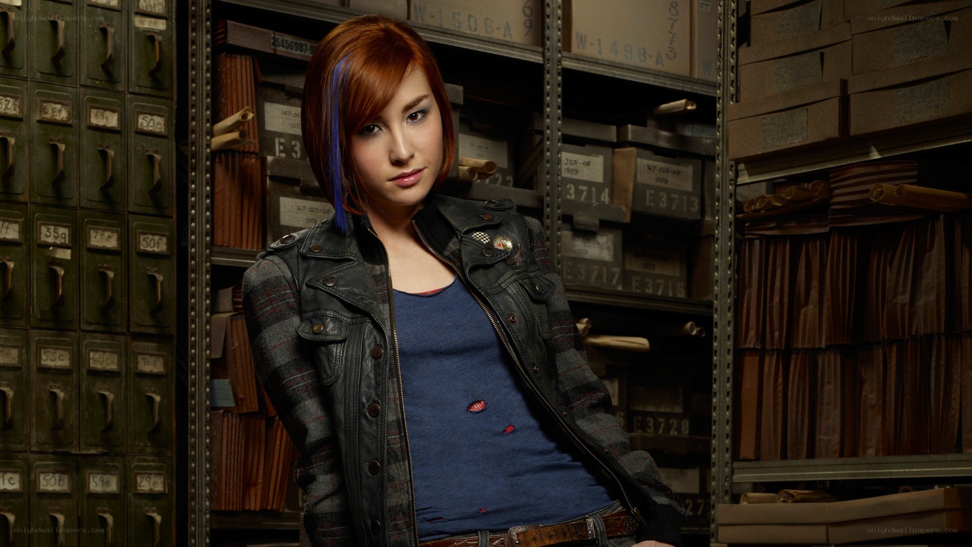 Woman in archive room