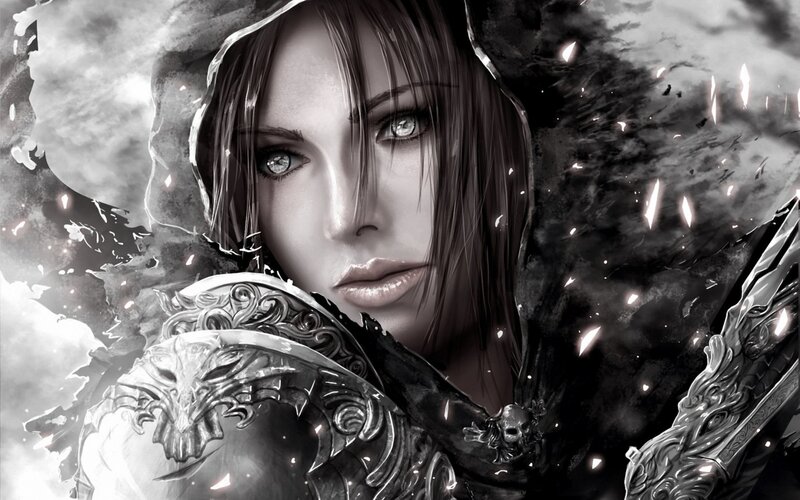 Woman in Armor — Black, Dramatic