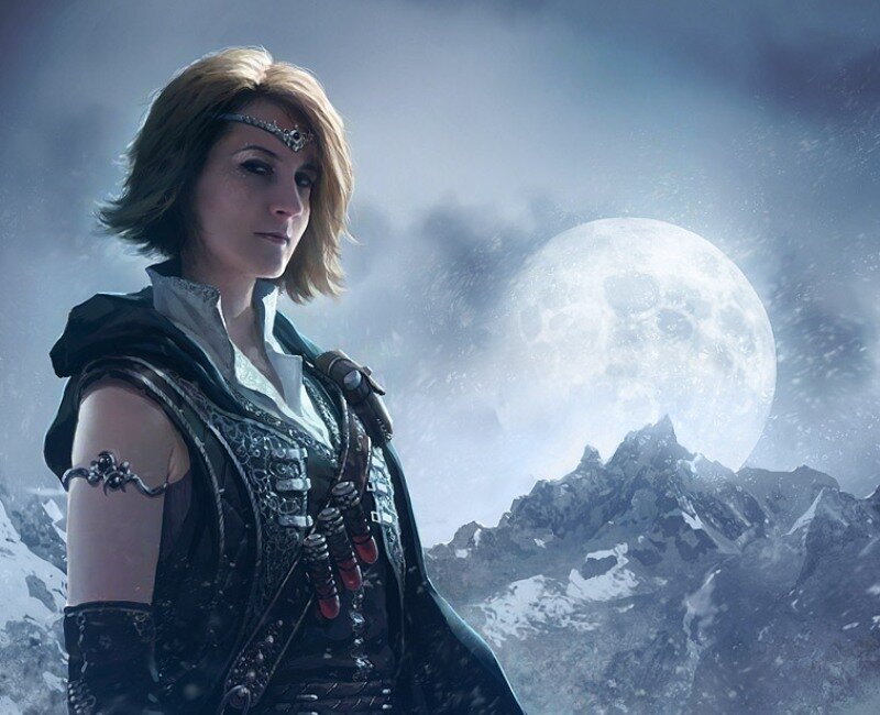 Woman in Armor — Blue, Dramatic, Night