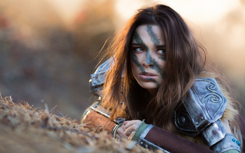Woman in Armor — Brown, Dramatic, Sunset