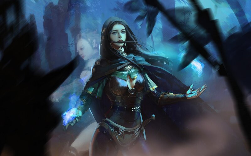 Woman in Armor Casting Spell