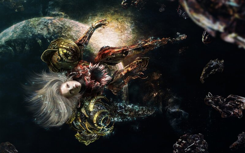 Woman in Armor Floating