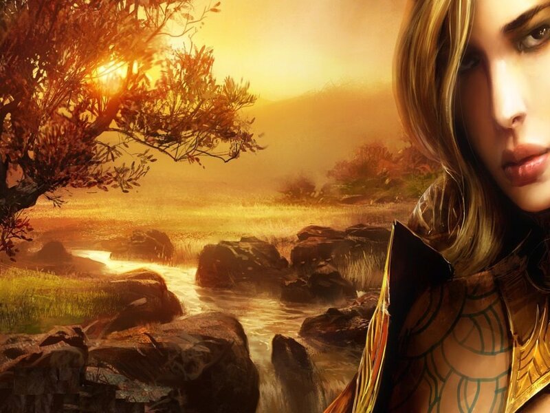 Woman in Armor — Gold, Dramatic