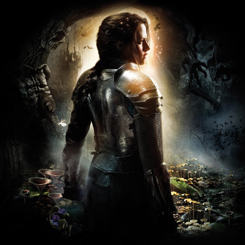 woman in armor in dark forest