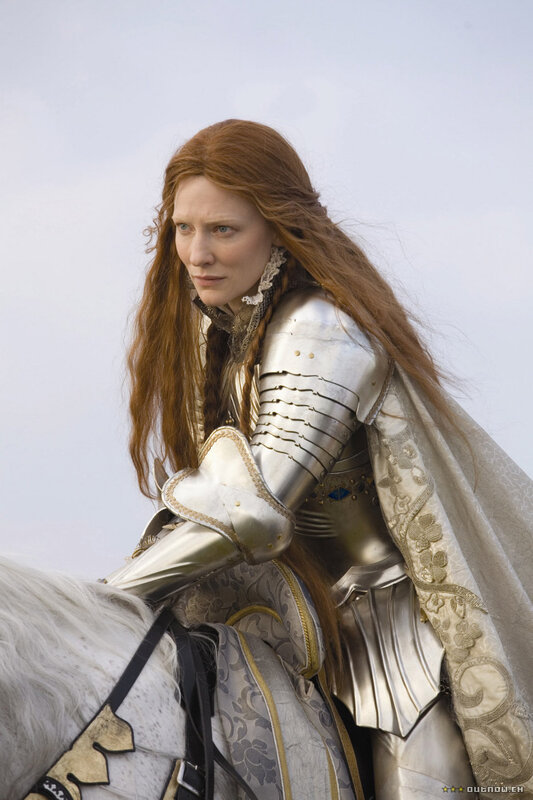 woman in armor on horseback