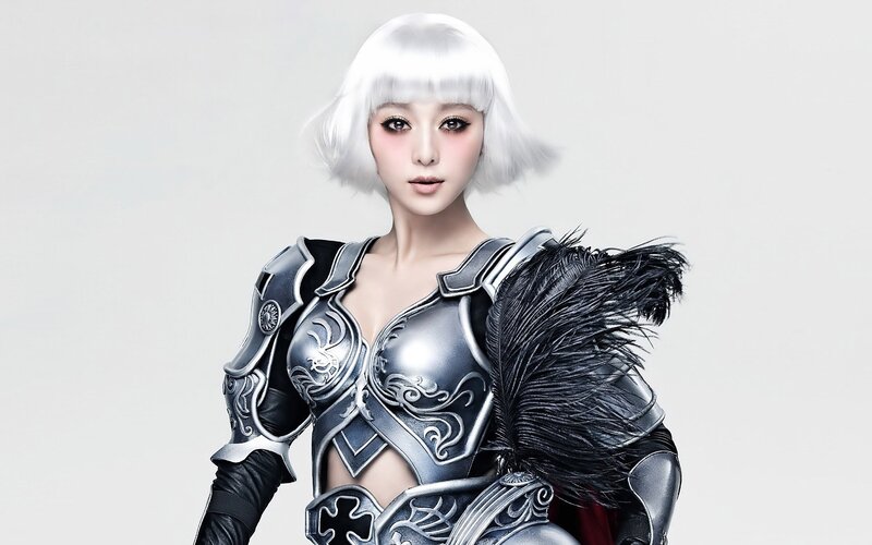 Woman in Armor — Silver, Dramatic, Photograph