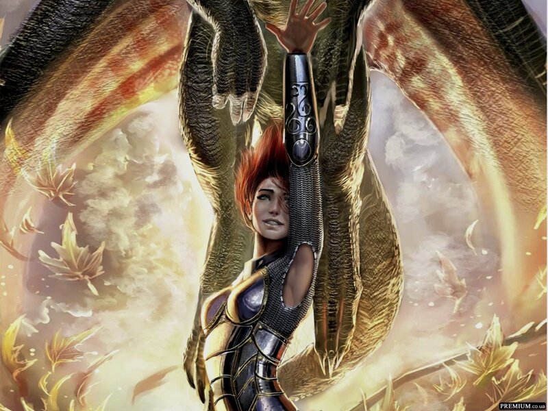 Woman in Armor with Dragon