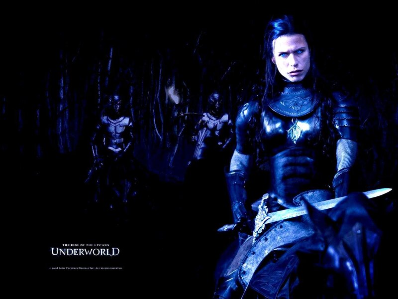Woman in Armor with Sword — Blue, Dramatic, Night