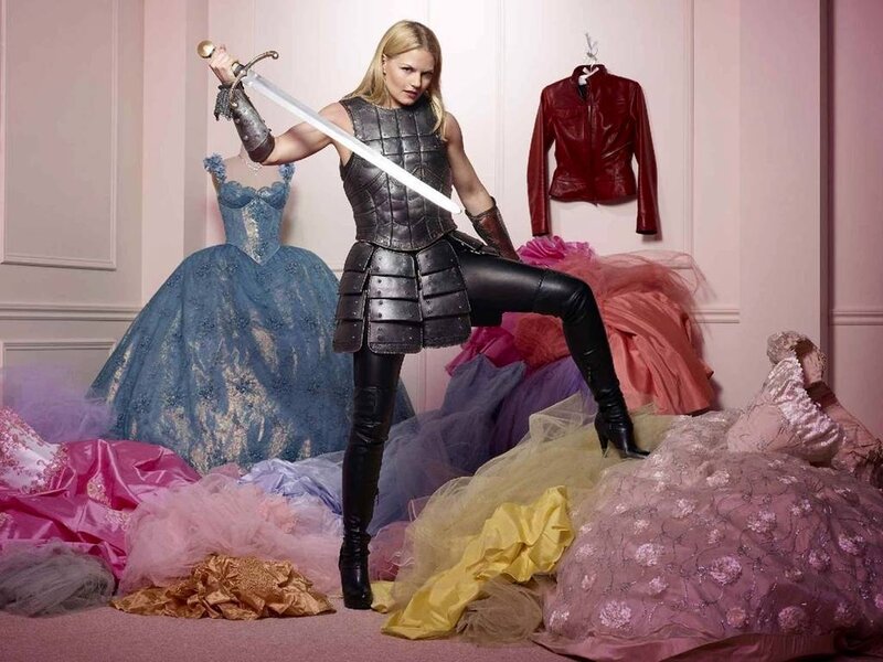 Woman in Armor with Sword — Pink