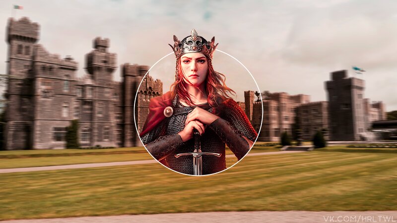 Woman in Armor with Sword — Red