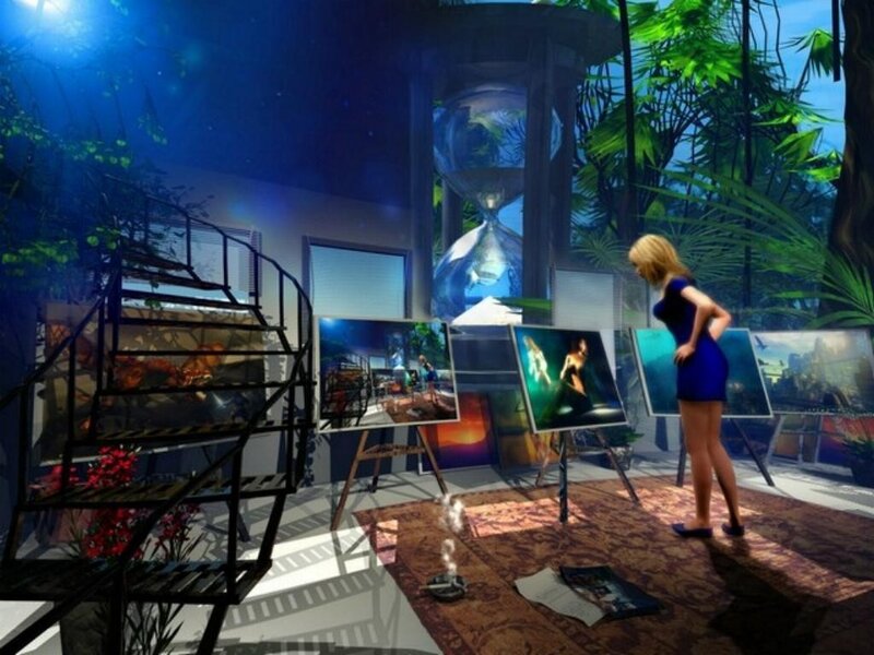 woman in art gallery