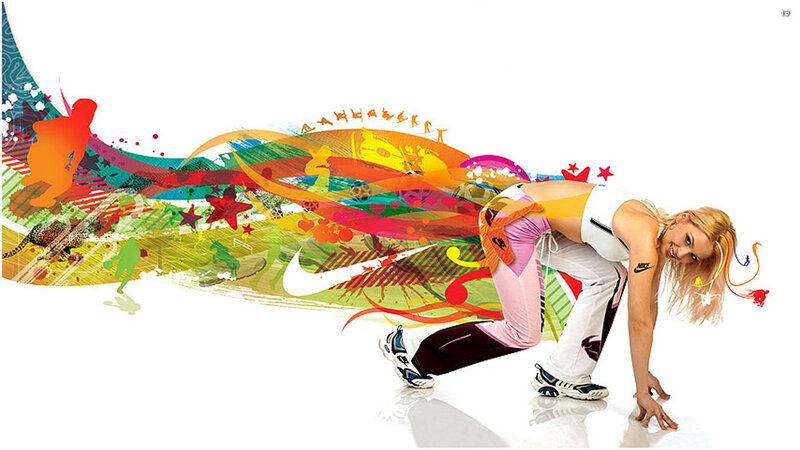 Woman in Athletic Pose — White