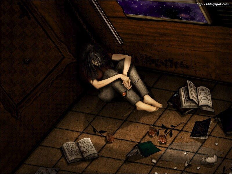 woman in attic with books