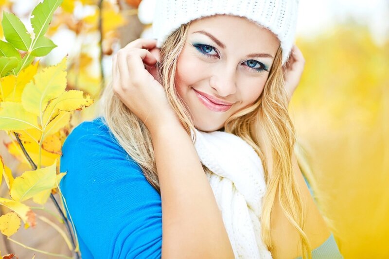 Woman in Autumn — Blue