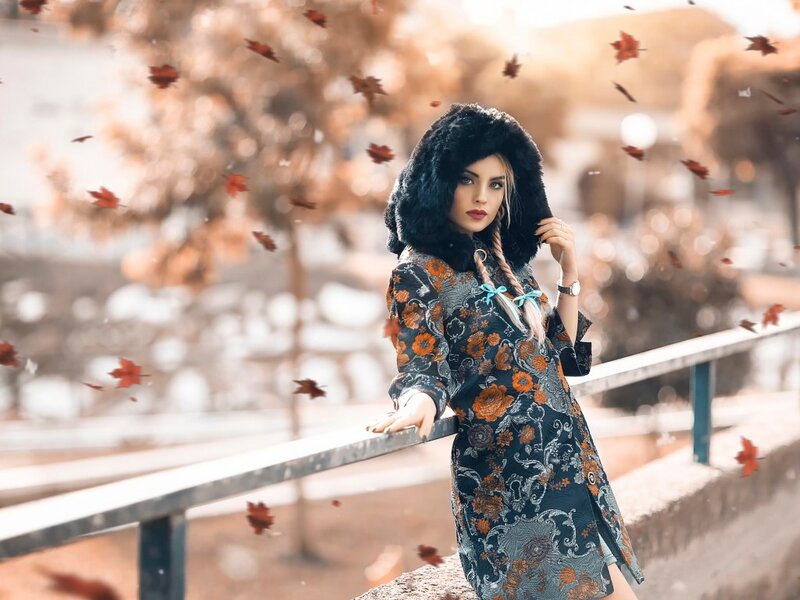 Woman in Autumn Coat — Orange