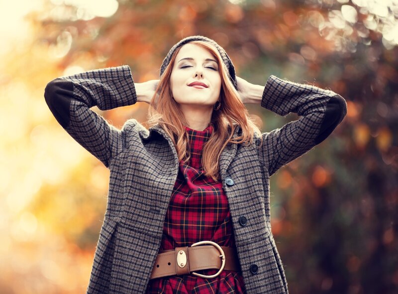 Woman in Autumn Coat — Red