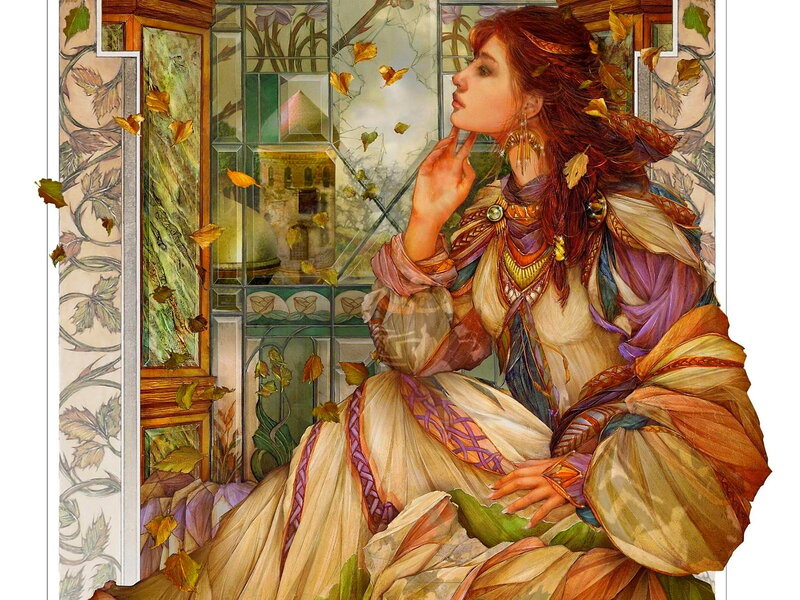 Woman in Autumn Dress — Brown, Serene